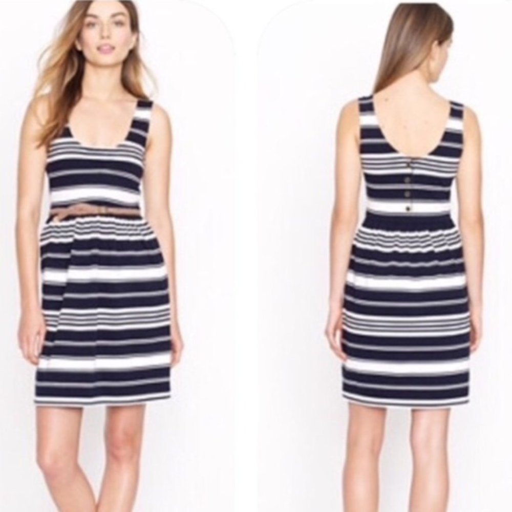J. Crew Villa M Striped Button Back Dress